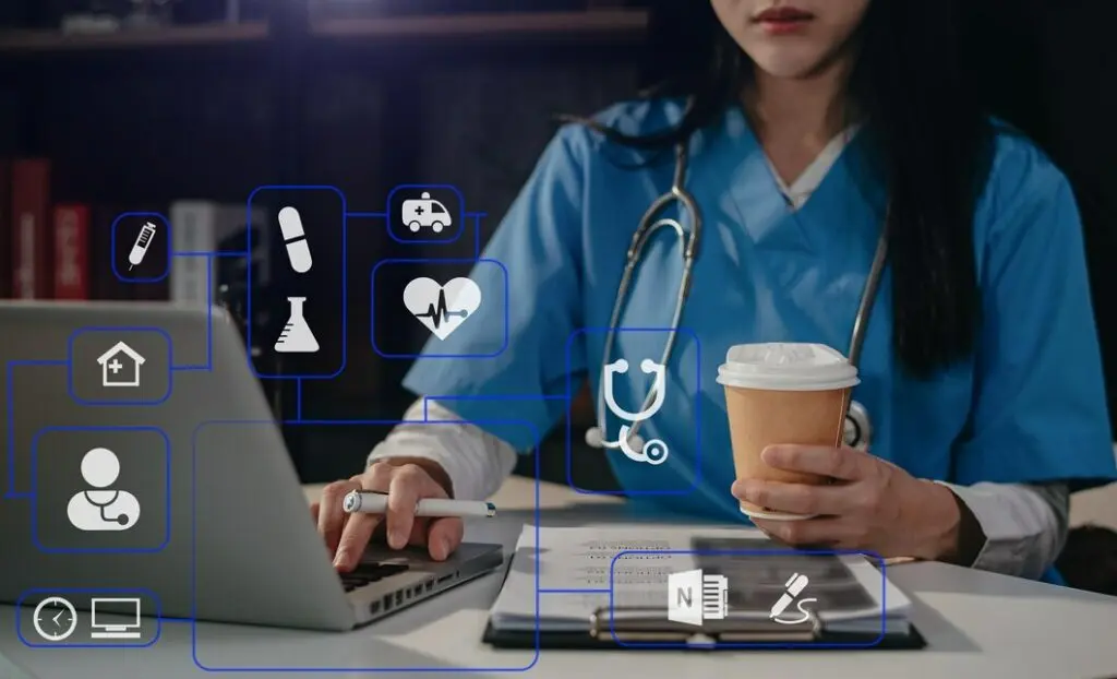 Medical professional researching career opportunities at skin clinic