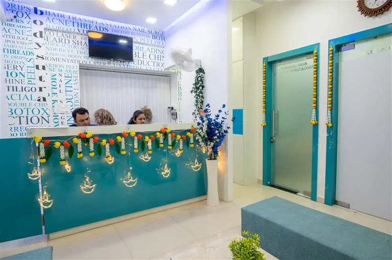 Reception area of Bodysutra skin and laser clinic decorated for festivities